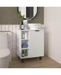 Fm Furniture Pinal Bathroom Vanity, Single Door, 8 Storage Shelves (6 Open and 2 Closed)