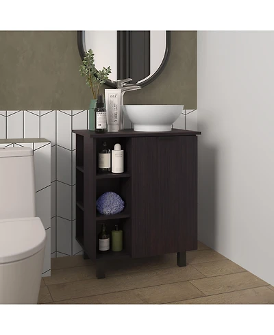 Fm Furniture Pinal Bathroom Vanity, Single Door, 8 Storage Shelves (6 Open and 2 Closed)