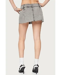 Edikted Women's Vintage Washed Denim Mini Skort