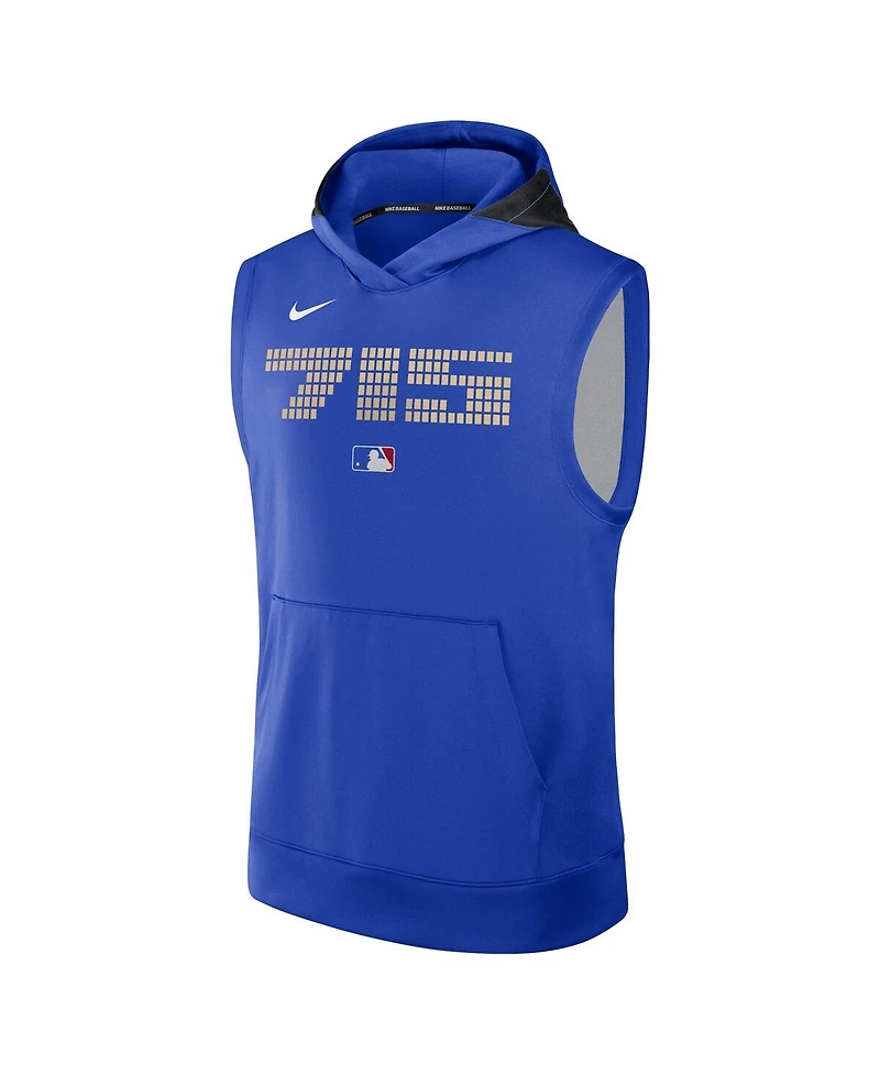 Nike Men's Royal Atlanta Braves Authentic Collection City Connect Performance Sleeveless Pullover Hoodie