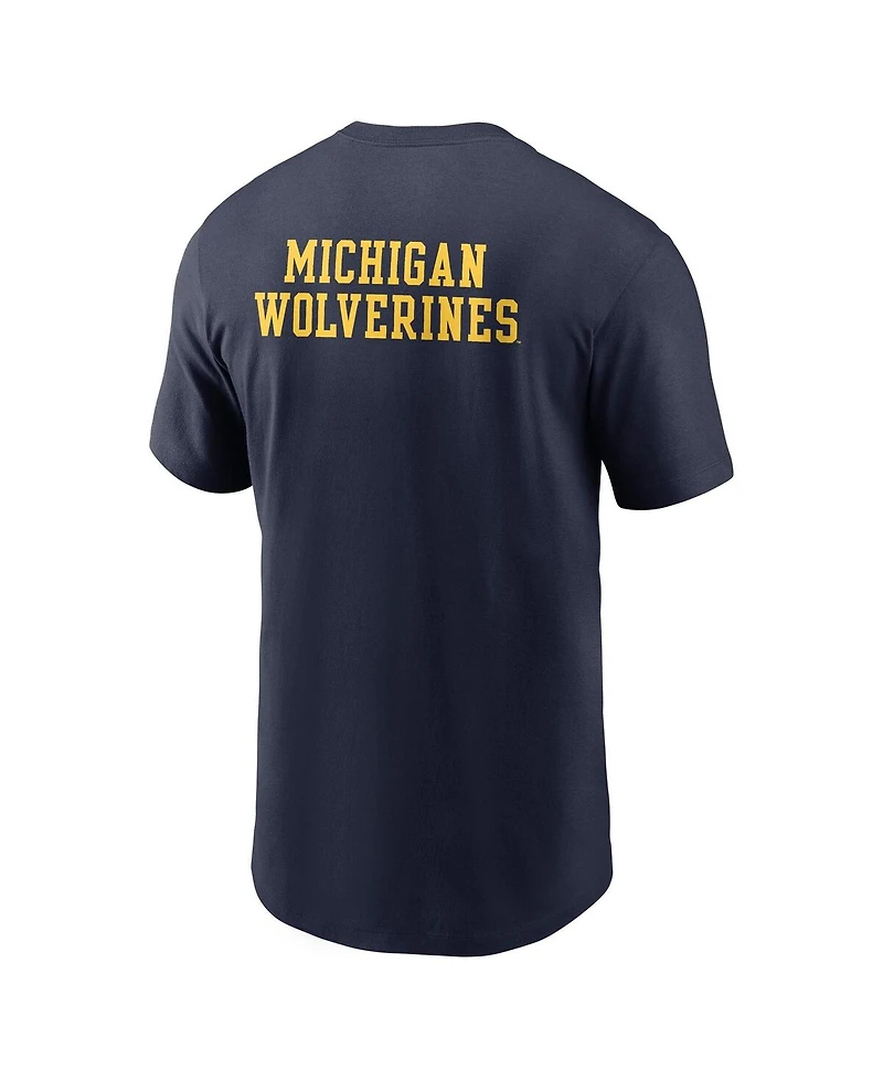 Jordan Men's Navy Michigan Wolverines 2-Hit Stacked T-Shirt
