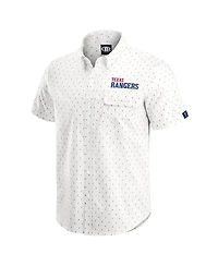 Darius Rucker Collection by Fanatics Men's Cream Texas Rangers Printed Button-Down Shirt