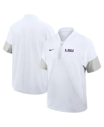 Nike Men's White Lsu Tigers 2025 Sideline Short Sleeve Quarter-Zip Coach Jacket