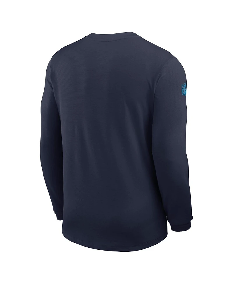 Nike Men's Navy Tennessee Titans Sideline Coach Uv Performance Long Sleeve T-Shirt