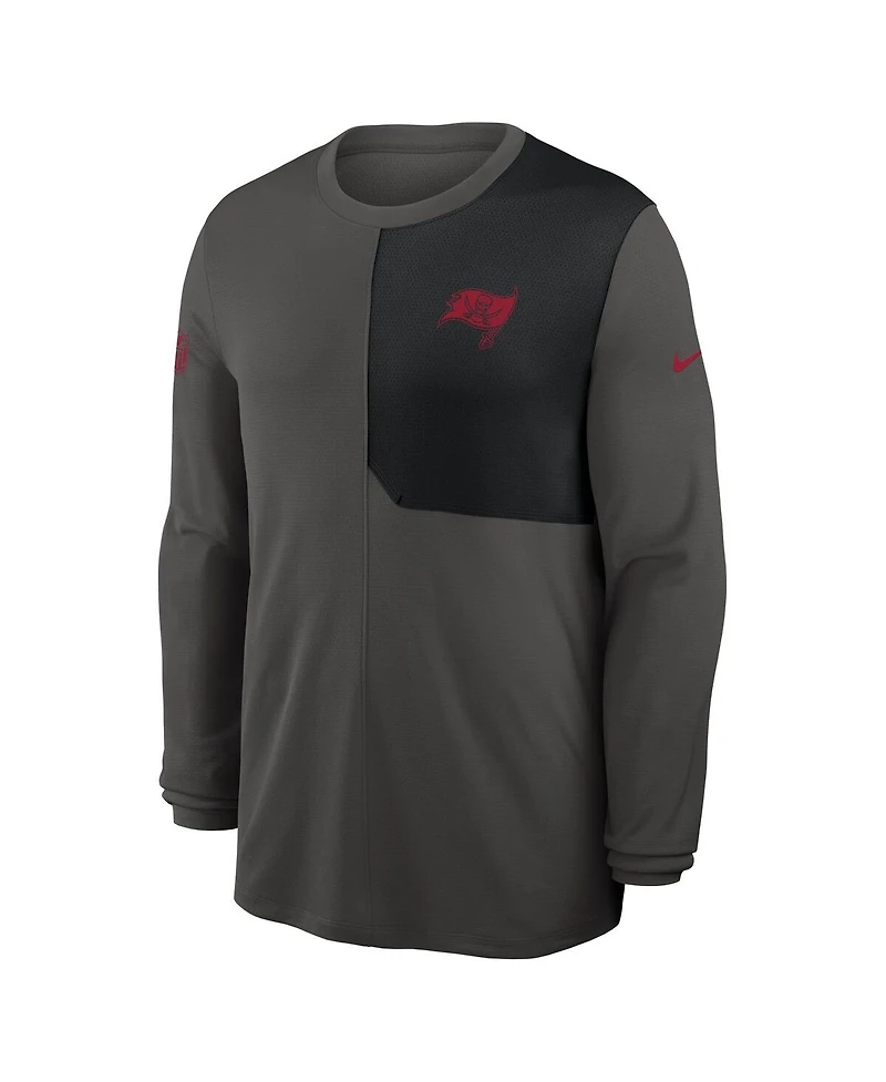 Nike Men's Pewter Tampa Bay Buccaneers Sideline Coach Uv Performance Long Sleeve T-Shirt