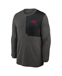 Nike Men's Pewter Tampa Bay Buccaneers Sideline Coach Uv Performance Long Sleeve T-Shirt