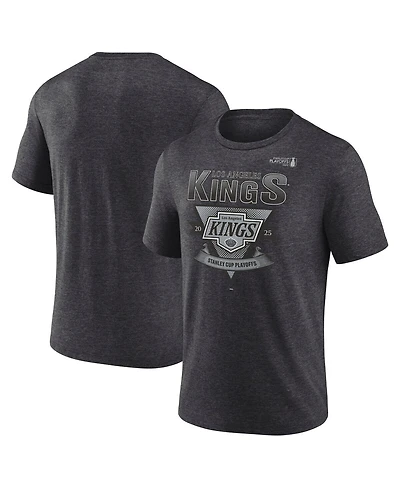 Fanatics Men's Heather Charcoal Los Angeles Kings 2025 Stanley Cup Playoffs Crossbar Tri-Blend T-Shirt
