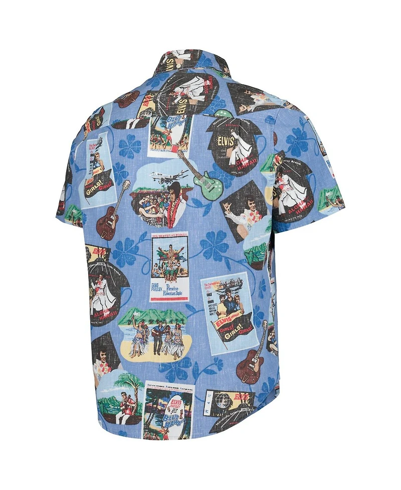Reyn Spooner Men's Blue Elvis Presley Hawaii Tailored Button-Down Shirt