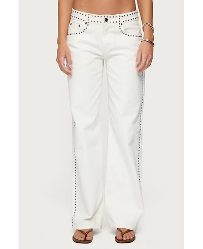 Edikted Women's Quincy Studded Low Rise Jeans