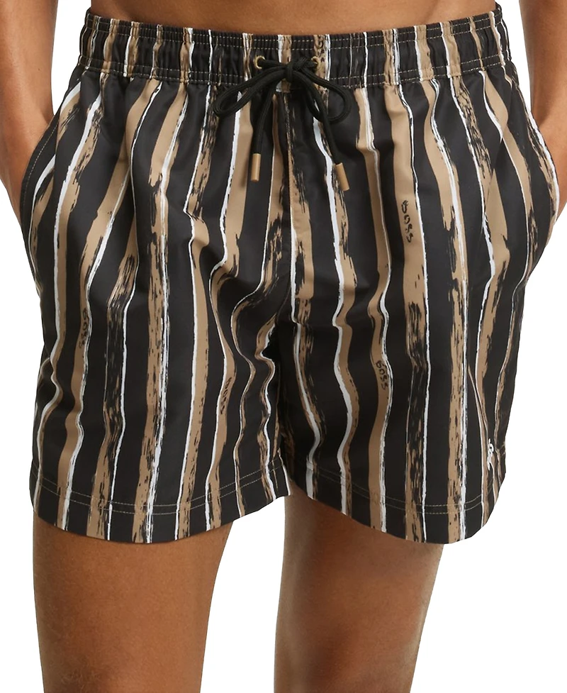 Boss by Hugo Men's Logo Detail Printed Swim Shorts