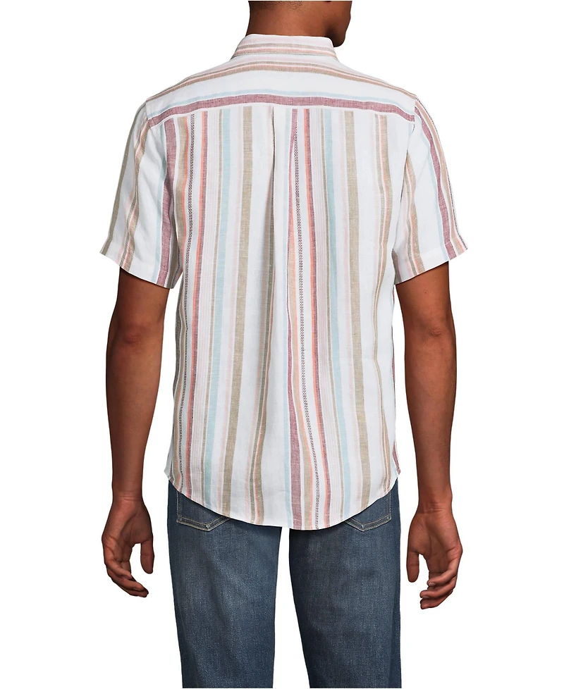 Lands' End Men's Traditional Fit Short Sleeve Linen Shirt