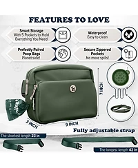 Puppington 3-in-1 Dog Walk Bag & Travel Bowl with Matching Planet-Safe poop Bags
