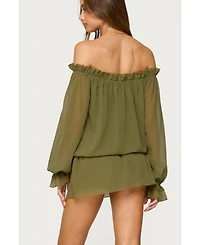 Edikted Women's Delphine Off Shoulder Chiffon Romper