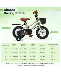 Kids Bike with Training Wheels Adjustable Seat and Handlebar for Ages 4 to 7