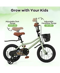 Kids Bike with Training Wheels Adjustable Seat Handlebar for Ages 4 to 7