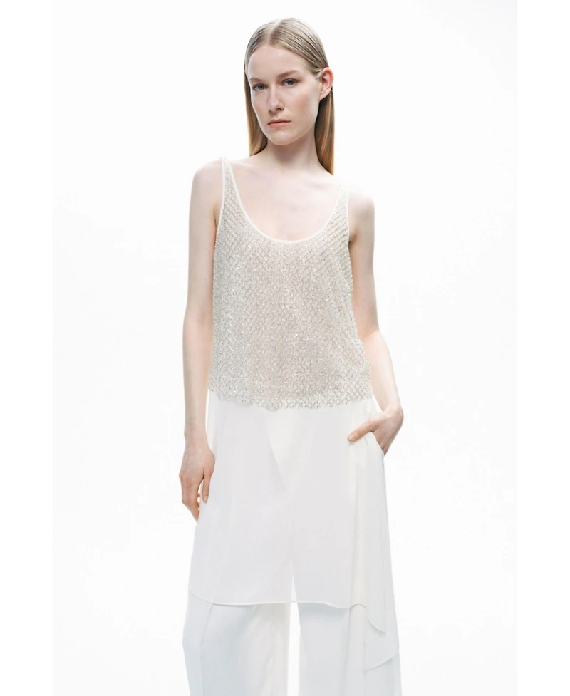 Nocturne Women's Open Back Crystal Stone Detailed Blouse