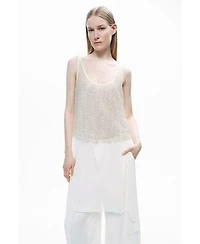 Nocturne Women's Open Back Crystal Stone Detailed Blouse