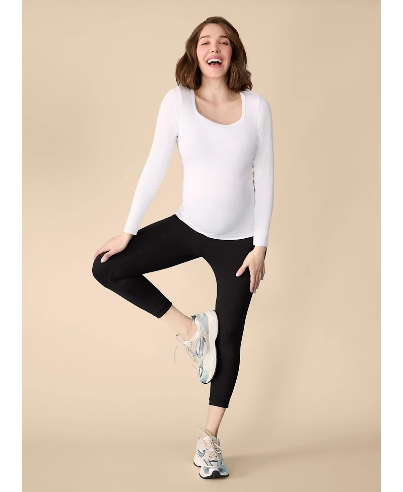 Motherhood Maternity High Waist Over the Belly Active Pocket Crop Legging - 2 Pack