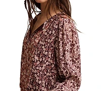 Lucky Brand Women's Printed Long-Sleeve Boho Blouse