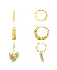 Unwritten Crystal Trio Huggie Hoop Earring Set
