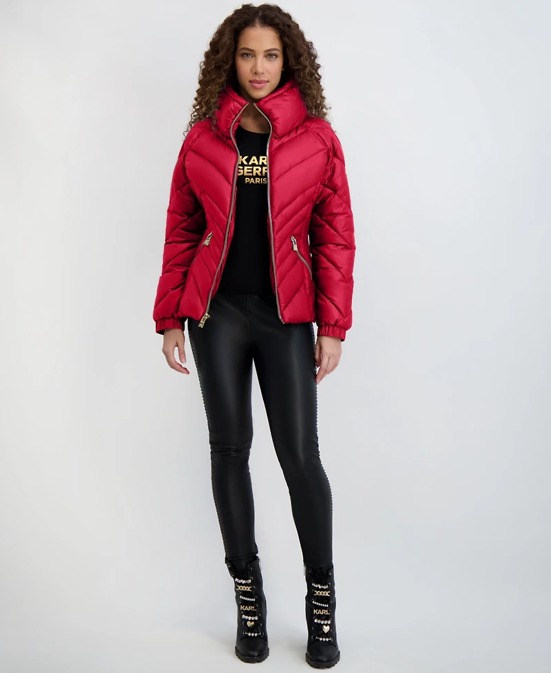Karl Lagerfeld Paris Women's Pillow-Collar Puffer Coat