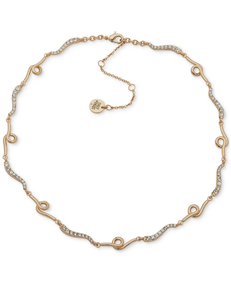 Emily in Paris Gold-Tone Crystal & Looped Bar Collar Necklace, 16" + 3" extender