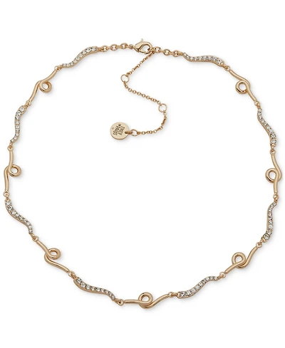 Emily in Paris Gold-Tone Crystal & Looped Bar Collar Necklace, 16" + 3" extender