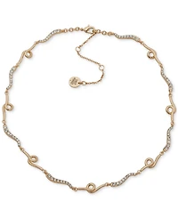 Emily in Paris Gold-Tone Crystal & Looped Bar Collar Necklace, 16" + 3" extender