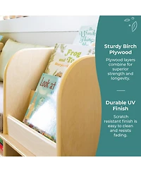 Guidecraft EdQ Reading Nook - Natural: Children's Wooden Bedroom Bench, Kids' Bookshelf, Toy Cubby Organizer and Cube Storage