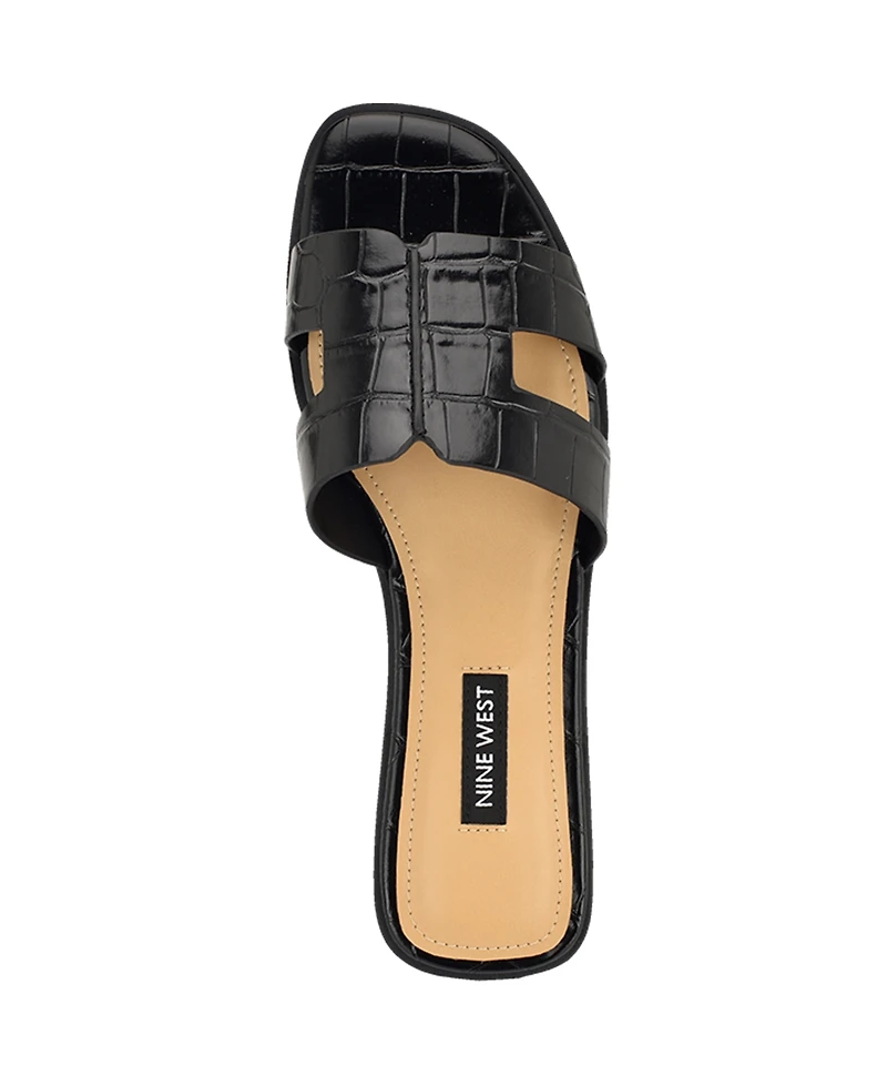Nine West Women's Giny Cutout Flat Slide Sandals