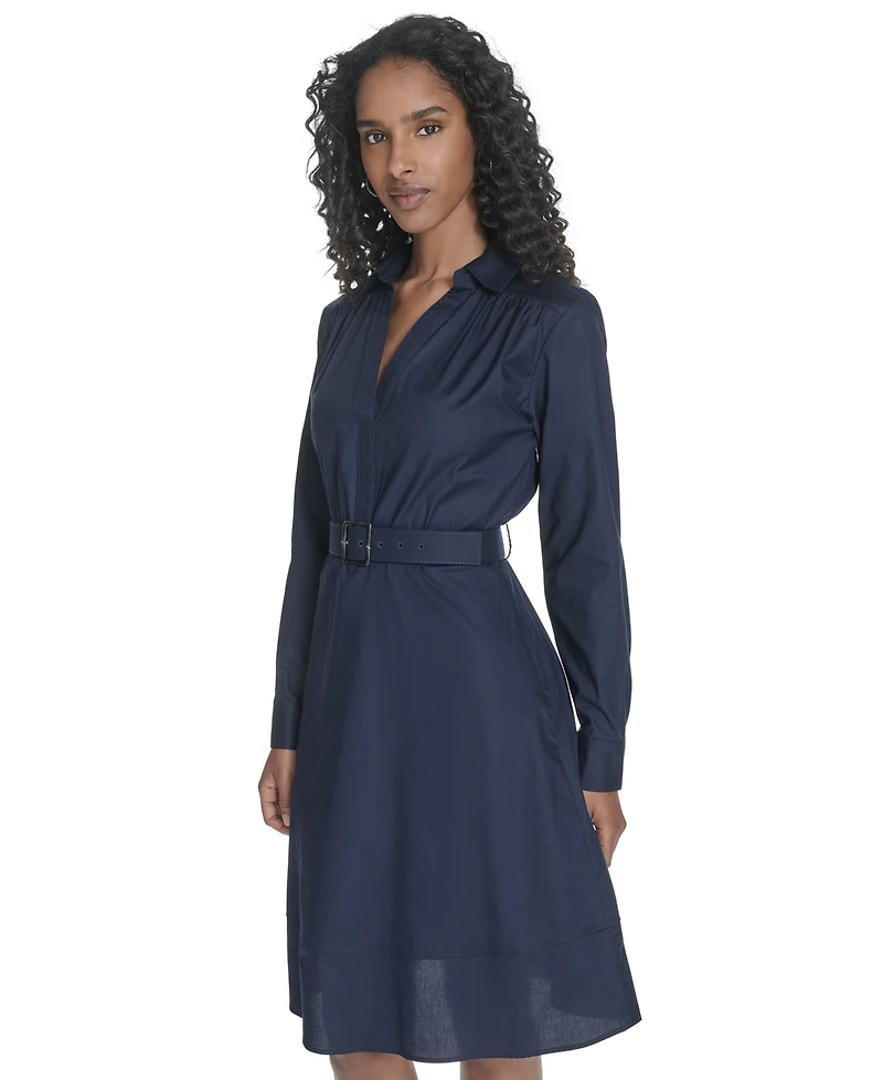 Calvin Klein Women's V-Neck Long-Sleeve A-Line Dress