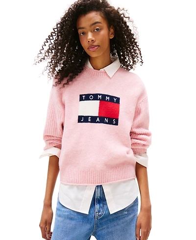 Tommy Jeans Women's Melange-Flag Crewneck Sweater