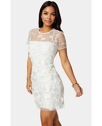 Bebe Women's 3D Floral Fit and Flare Mini Dress