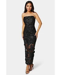 Bebe Women's Strapless 3D Lace Column Dress