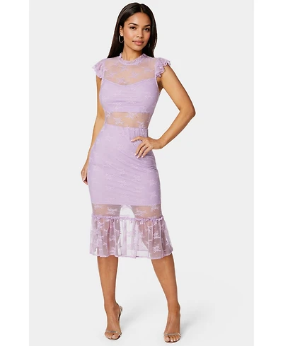 Bebe Women's Illusion Lace Midi Dress