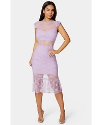Bebe Women's Illusion Lace Midi Dress