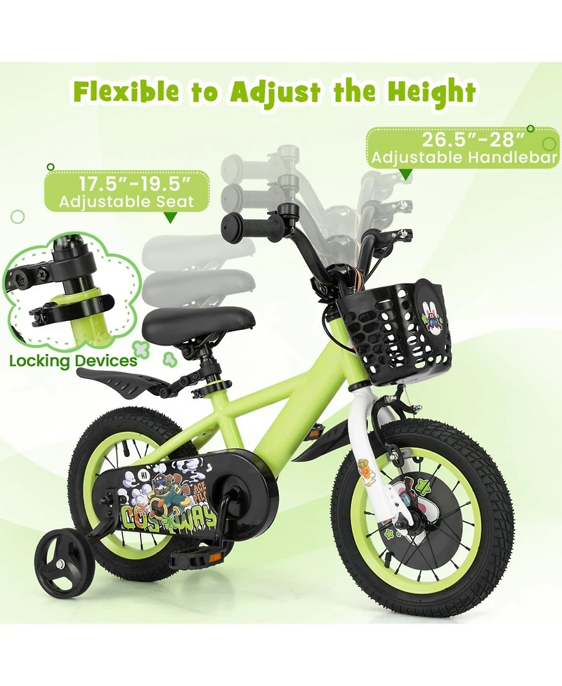 12 Inch Kids Bike for 3-8 Years Old Sport Bicycle with Adjustable Handlebar and Saddle
