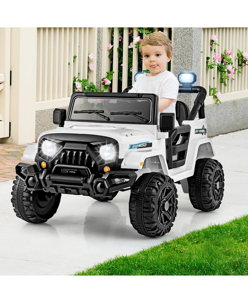 12V Kids Ride on Truck Car with Remote Control Threaded Wheels and 3 Speeds