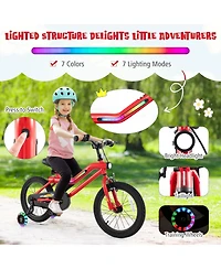 16 Inch Kids Bike with Led Lights Adjustable Carbon Steel Bicycle for 4-8 Years Old