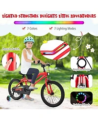 18 Inch Kids Bike with Led Lights Adjustable Carbon Steel Bicycle for 4-8 Years Old