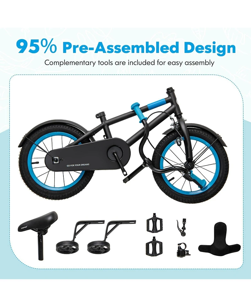 Kids Bike with Adjustable Handlebar and Saddle Blue