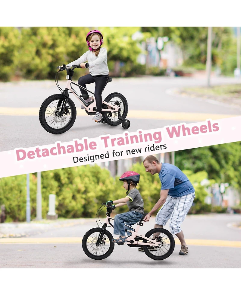 16 Inch Kids Bike Lightweight with Detachable Training Wheels for Aged 4 to 7