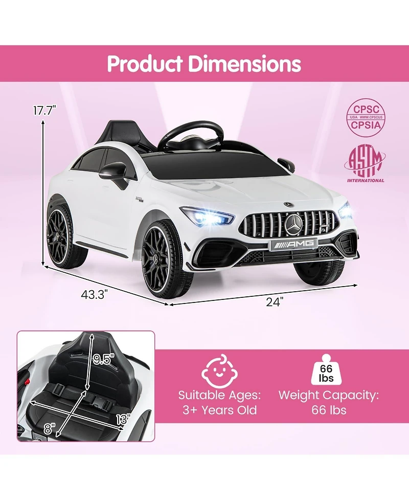 Mecale 12V Kids Ride on Car Mercedes-Benz Amg Cla 45 with Remote
