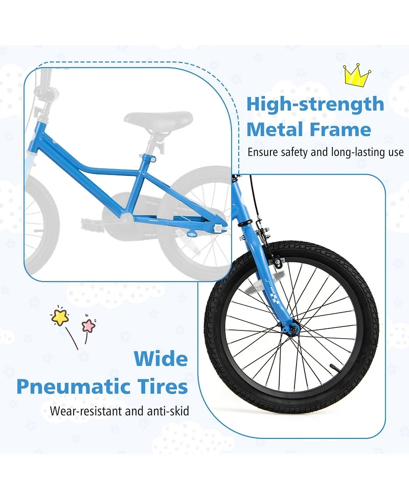 18 Inch Kids Bike with Removable Training Wheels for Aged 3-8 Years Old