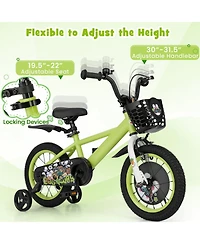 14 Inch Kids Bike Adjustable with Detachable Training Wheels for 3-8 Years Old