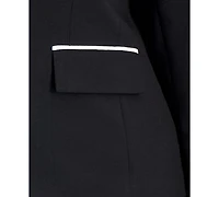Le Suit Plus Piping-Trim Peak-Lapel Pantsuit Set