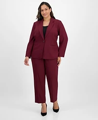 Le Suit Plus Notched Collar One-Button Pantsuit