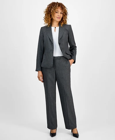 Le Suit Women's Notched Collar Wide-Leg Pantsuit Set, Regular & Petite