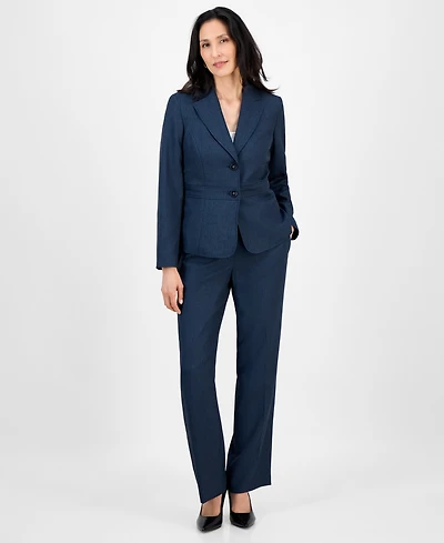 Le Suit Women's Notched Collar Wide-Leg Pantsuit Set, Regular & Petite