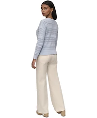 Dkny Jeans Petite Crewneck Open-Stitch Cotton Sweater